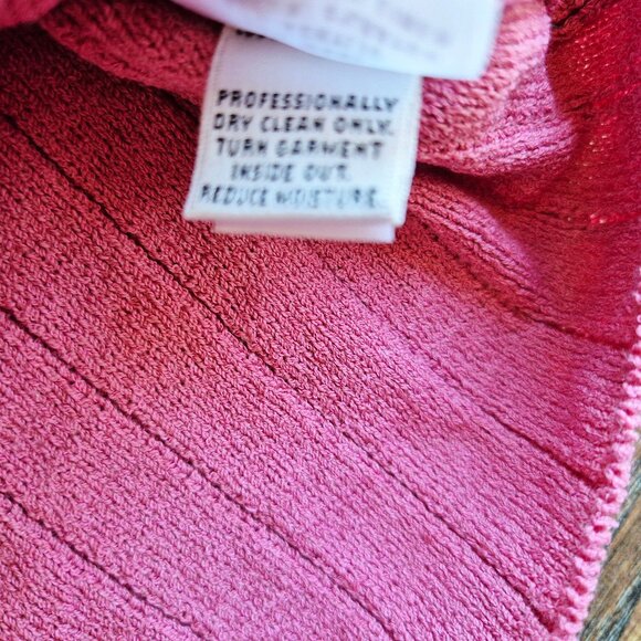 ST. JOHN Sport Wool Blend Santana Ribbed Knit Short Sleeve Sweater Top Pink - Picture 9 of 11